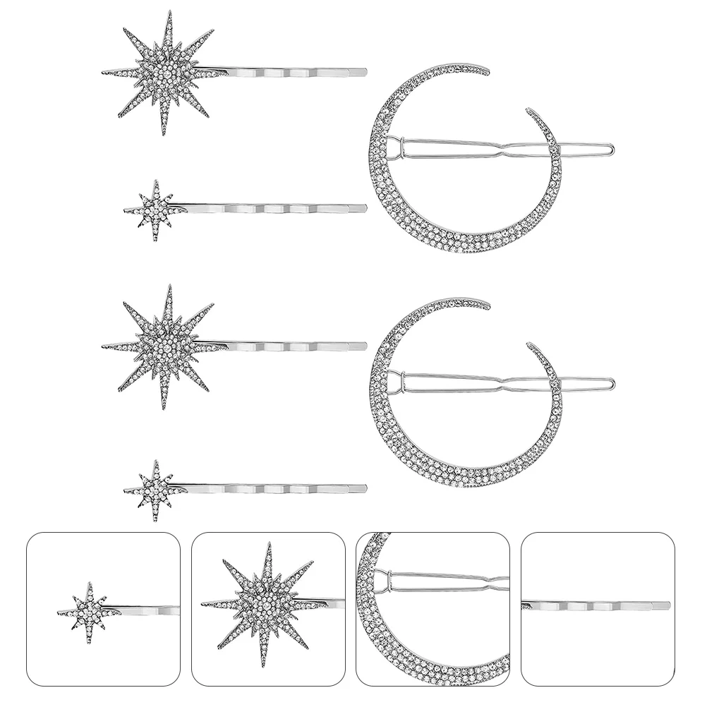 

Moon Hair Clips Rhinestone Hair Clip Moon Hairpin Star Hair Clips Moon Hair Clip Alloy Bangs Clips