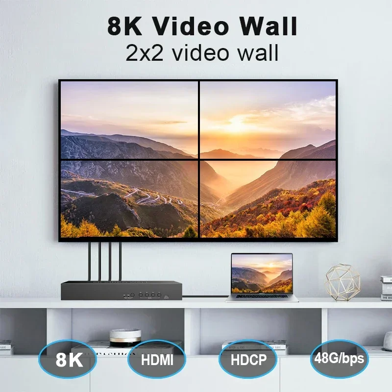 Фото Видеопроцессор 4K для видеостен 2.1 8K@60 с аудиовыходом 2x2 и 2x4, управлением IP/RS232, коммутатор-сплиттер №4