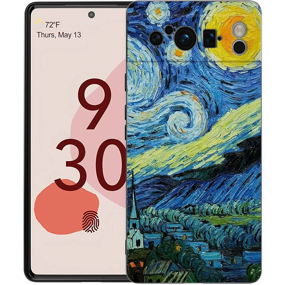 Фото Чехол для телефона Google Pixel 9 8 7 6 9A 8A 7A 6A Pro 10 9 Pro XL Мягкий чехол из ТПУ Capas Van Gogh Art Starry Night Aesthetics №4