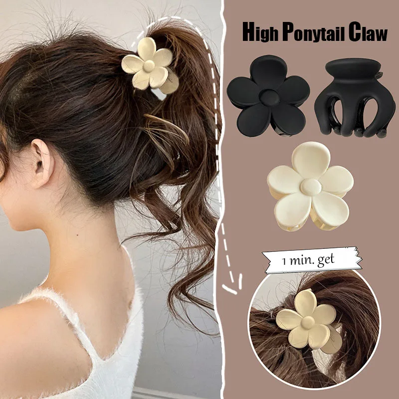 

New High Ponytail Hair Claw Clip Matte Mini Flower Geometric Small Metal Crystal Clamps Grab Ins Korean Women Hair Accessories