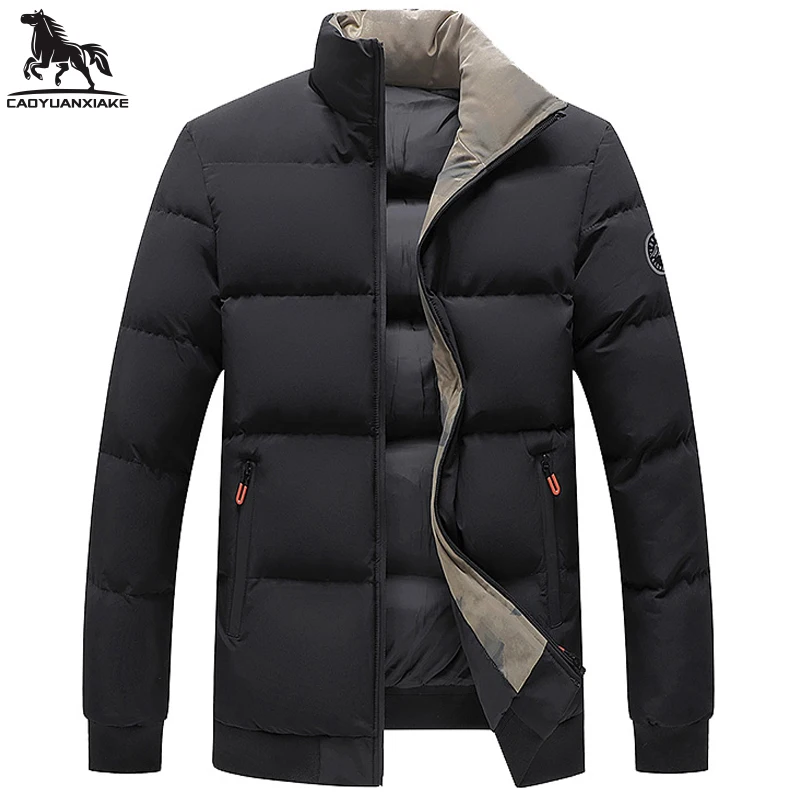Mens Jacket lapel mens Parka Winter New down jacket Pure color Warm Jackets men business leisure coat bread clothing youth coats
