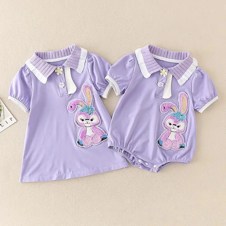 

Disney StellaLou Baby Girls Rompers Summer Clothes Short Sleeve Rabbit Printed Toddler Cotton Cute Jumpsuits Suits Outfits