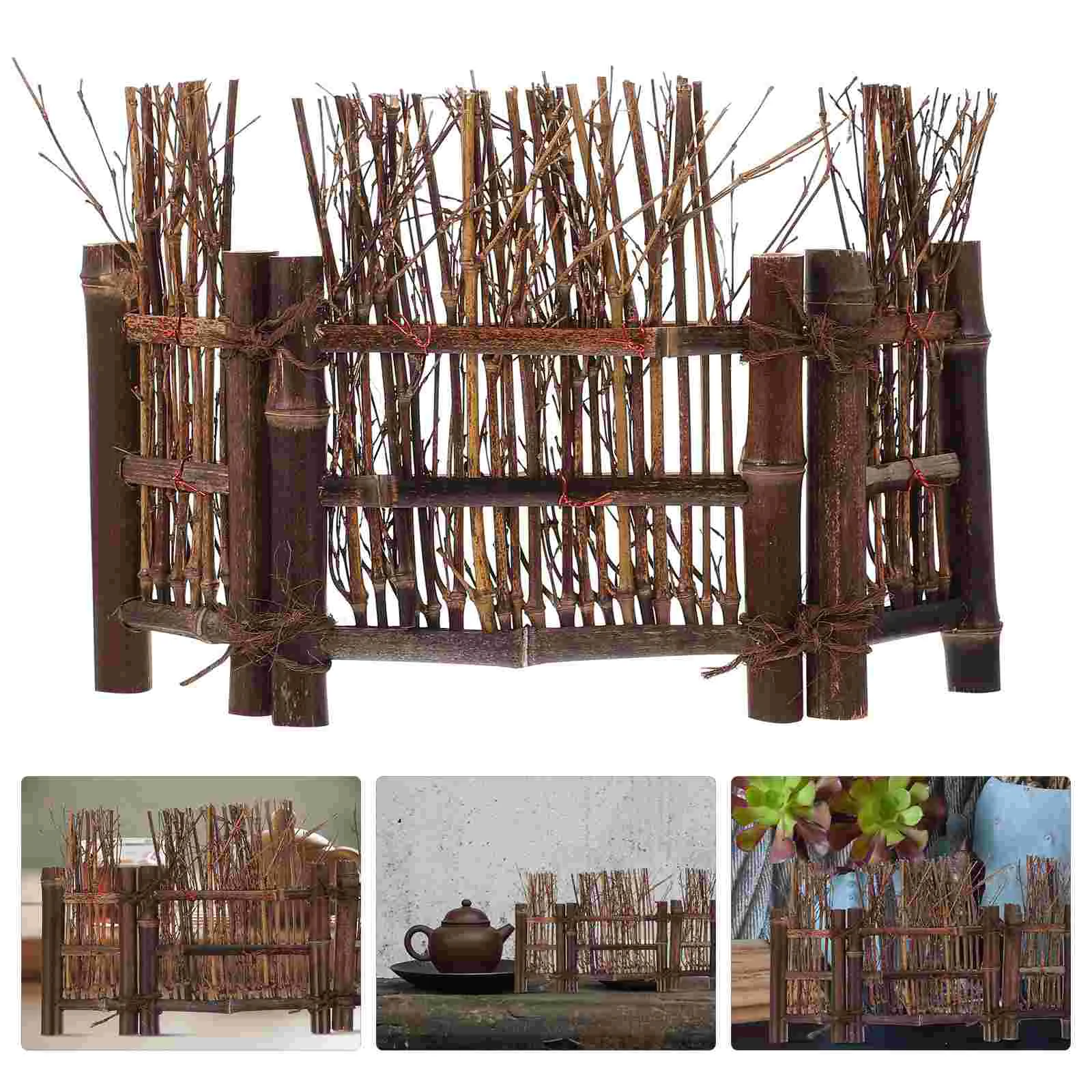 

1pc Field Style Screen Tea Ceremony Screen Tea Ceremony Adornent Mini Bamboo Fence Decor for Outdoor Home
