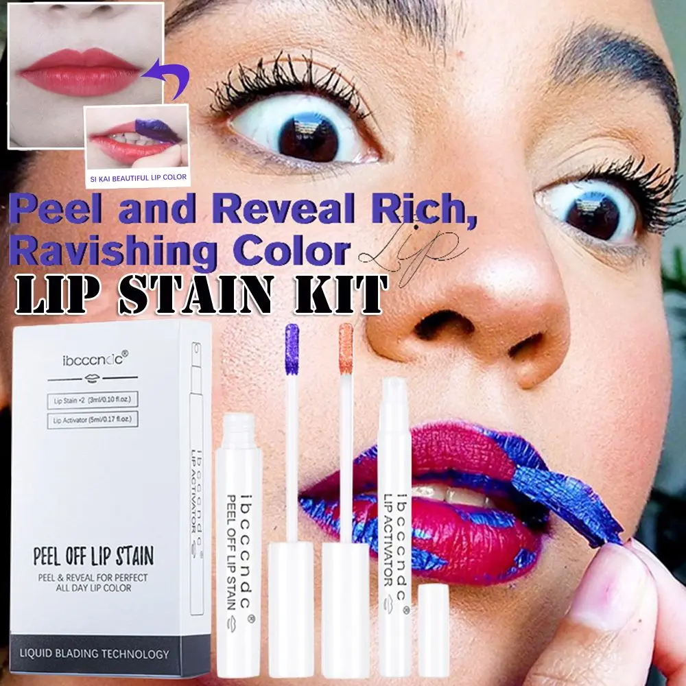 

3pcs/set New Lip Gloss Lip Stain Kit Tear Off Peel Off Liquid Lipstick Long Lasting Lip Color Kit Peel & Reveal