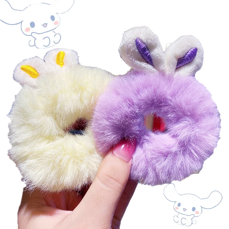 

Kawaii Rabbit Ears Plush Hair Rope Women Fluffy Hair Bands Plush Scrunchies Elastic Hair Rings Girls Hair Accessories Kids Gift