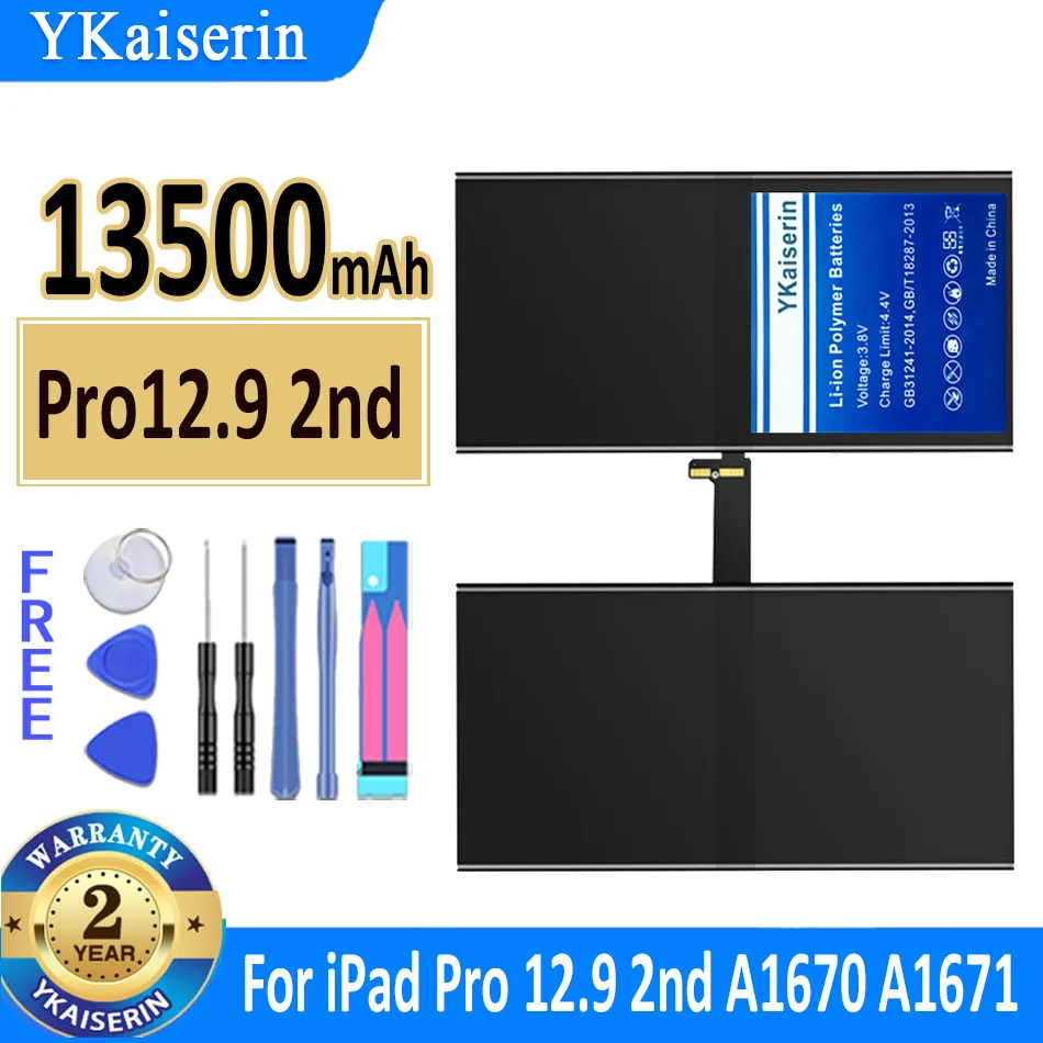 

YKaiserin Battery Pro12.9 2nd 13500mah Replacement Battery For IPad Pro 12.9 2nd A1670 A1671 A1821 New Battery + Bateria