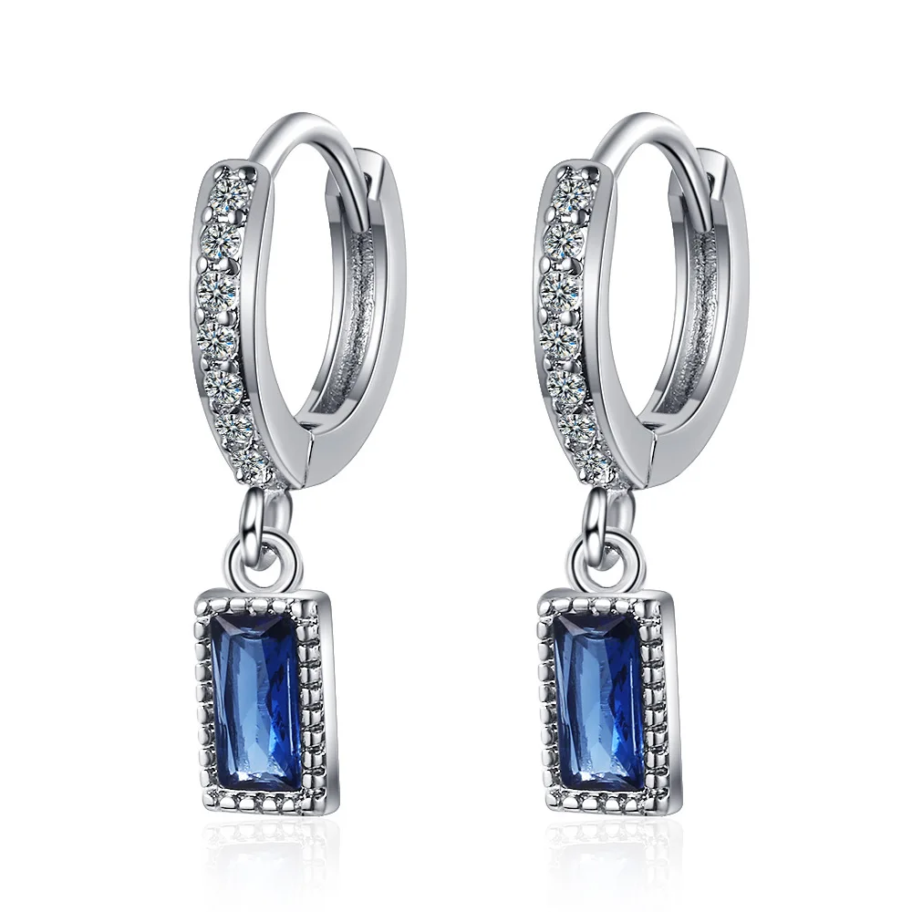 

Genuine 925 Sterling Silver Origin Blue Sapphire Earring for Women TRENDY Aros Mujer Oreja Sapphire Gemstone Jewelry Orecchini
