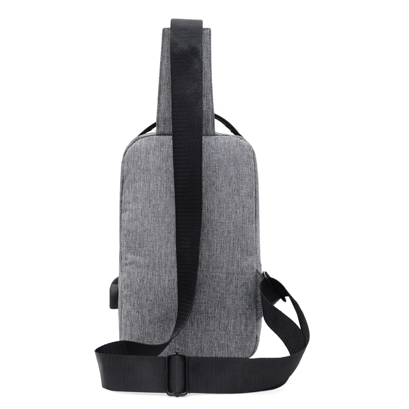 Fashion Leisure USB Charging Chest Bag Men's Large Capacity Canvas Shoulder Bag Men's Outdoor Cycling Sports Crossbody Bag