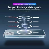 for magsafe transparent protection for iphone 13 12 mini 11 pro max cover wireless charging phone accessories