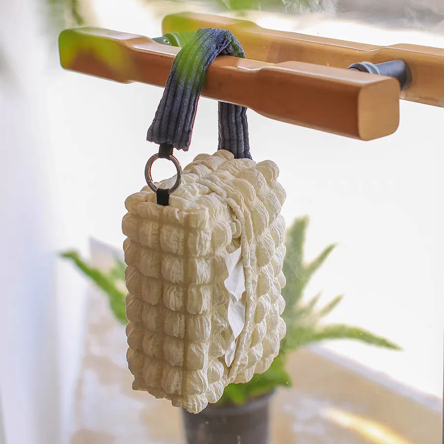 

Soft cotton seersucker tissue box double-layer tissue bag luxury desktop storage car drawer car decoration