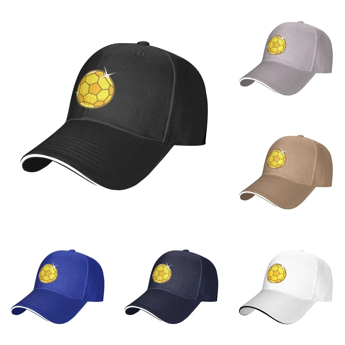 

Golden Super Football Soccer Baseball Cap Adjustable Cotton or Polyester Lightweight Caps for Men Visor Four Seasons Casual