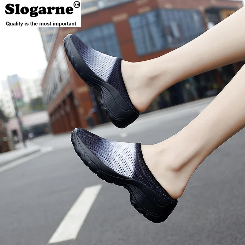 

Сандалии женские сетчатые на нескользящей подошве, повседневные Босоножки на платформе, дышащие тапочки для прогулок, лето-весна