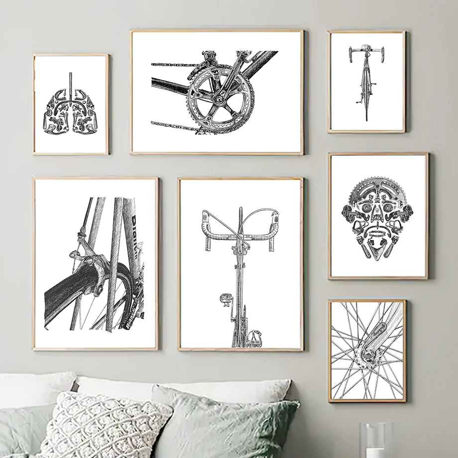 

Bicycle Vintage Bike 8-Speed Cassette Brake Wall Art Canvas Painting Nordic Poster And Prints Wall Picture For Living Room Decor