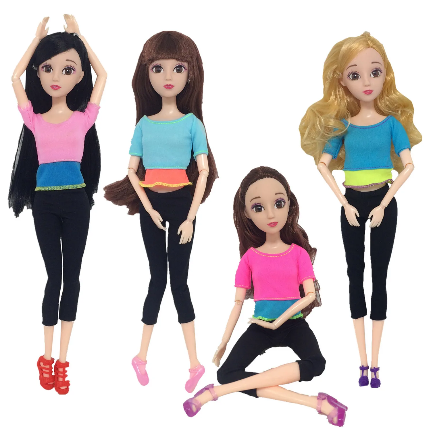 

Besegad 3Sets Fashion Mini Girl Doll Yoga Vest Trousers Tops Pants Suits T-shirt Pants Sports Clothes Accessories for Barbie Toy