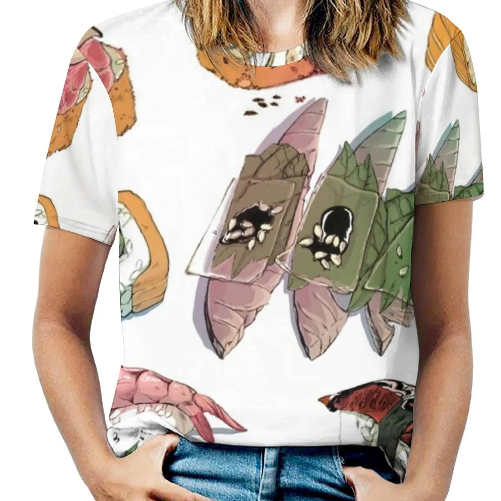 

Sushi Set Women T-Shirt Crewneck Casual Short Sleeve Tops Summer Tees Sushi Japan Japanese Masago Sashimi Onygiri Food Meal