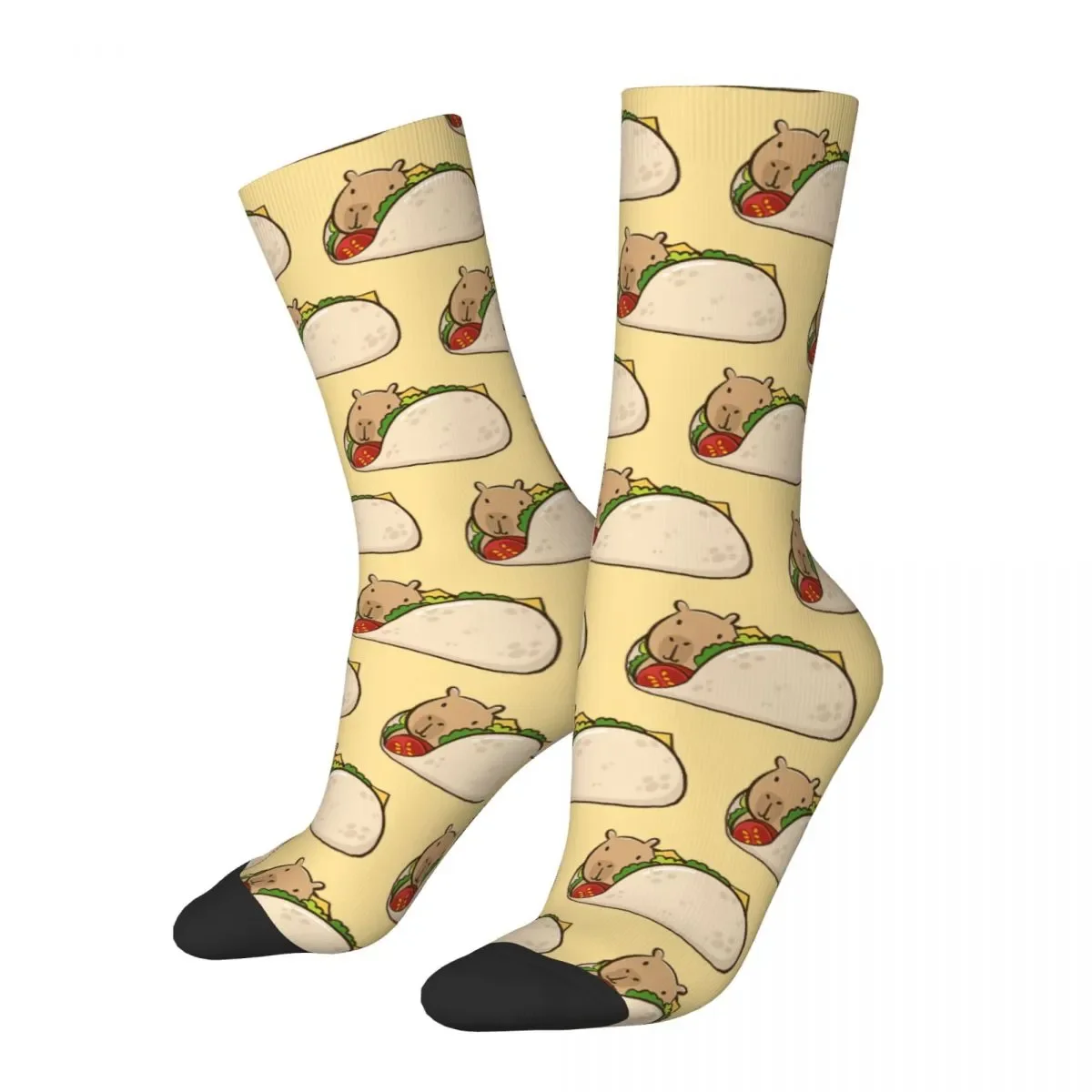 

Capybara Taco Football Socks Accessories All Seasons Animal Capybaras Cotton Crew Socks Sweat Absorbing Amazing Gift for Unisex