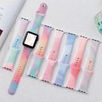 colorful silicone strap for apple watch band 40mm 44mm 45mm 41mm 3842mm correa women printed bracelet iwatch serie 3 4 5 6 se 7