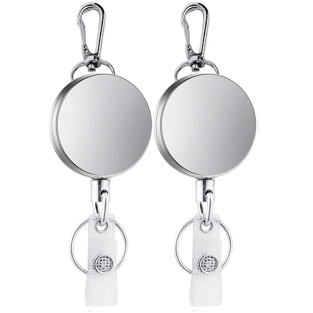 

2Pcs Retractable Pull Key Ring ID Badge Lanyard Name Tag Card Holder Recoil Reel Belt Clip