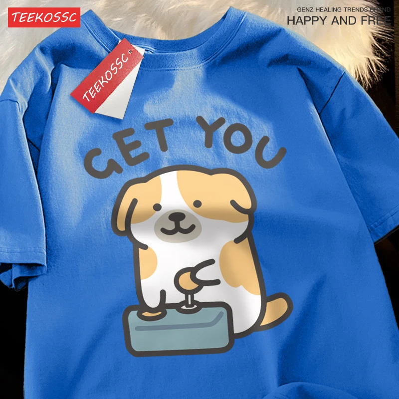 Хлопковые мужские футболки с рисунками из мультфильмов принтом забавной собаки