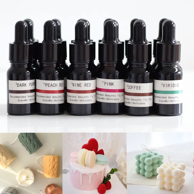 18 Colors 10ML/bottle Highly Concentrated Candle Liquid Dye DIY Bean Wax Paraffin Beeswax Jelly Scented Candle Color Dye