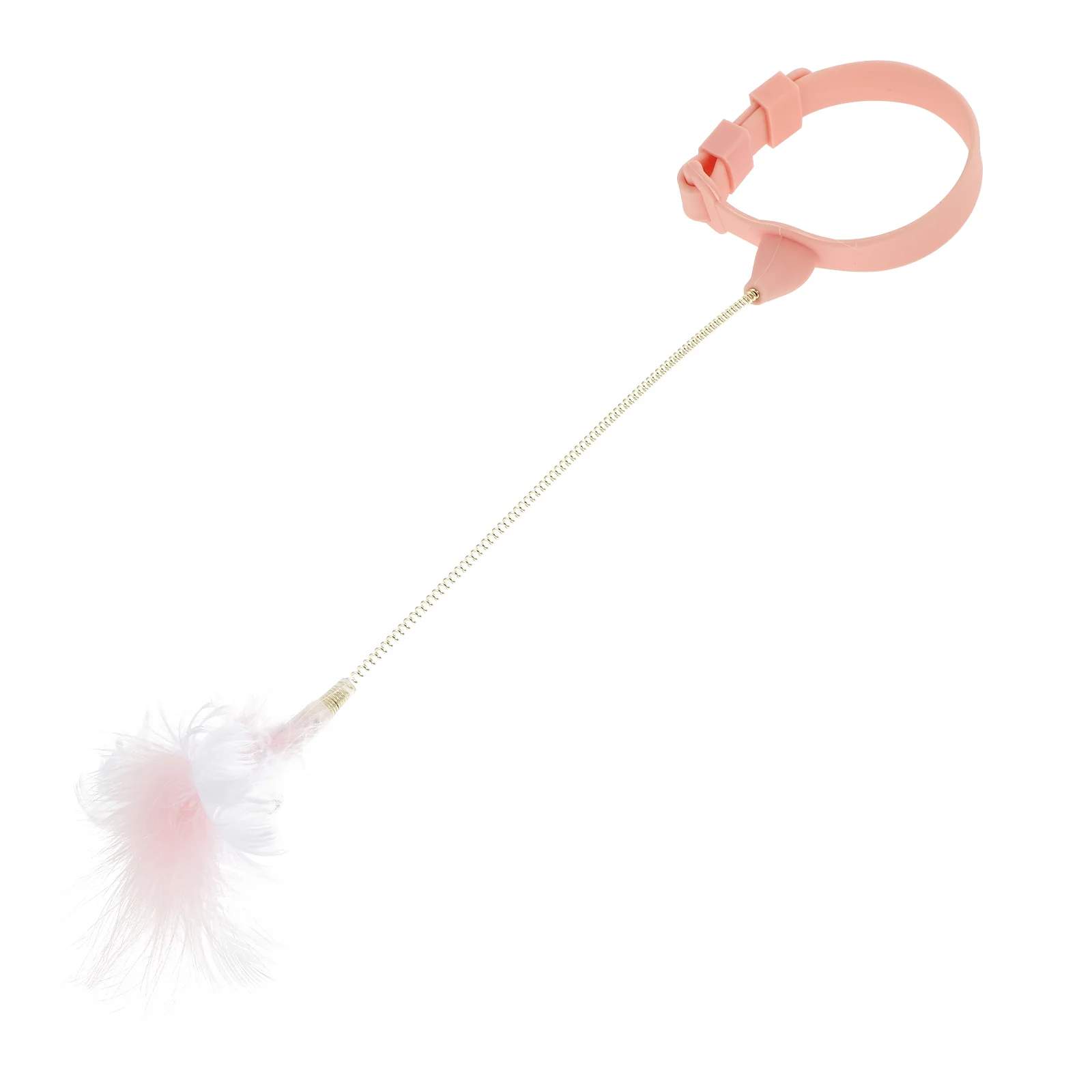 

Cat Teaser Rod Feather Catcher Wand Kitten With Collar for Indoor Cats