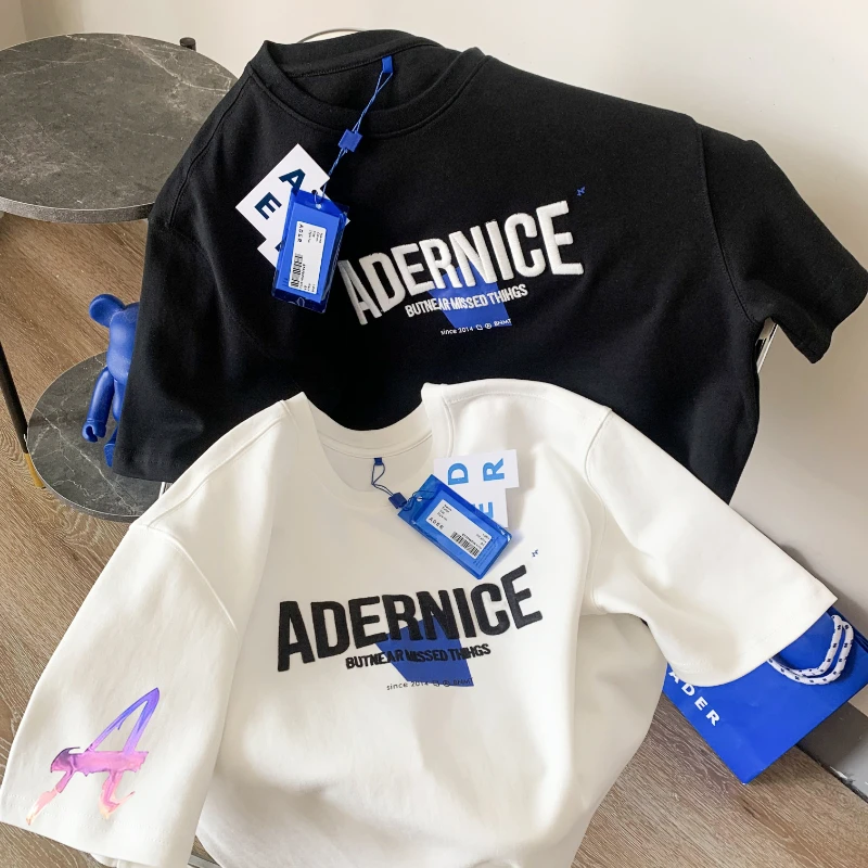 

ADER ERROR T-shirt Letter Embroidery Short-sleeved Tee Cotton Round Neck Men Women Oversized T Shirt