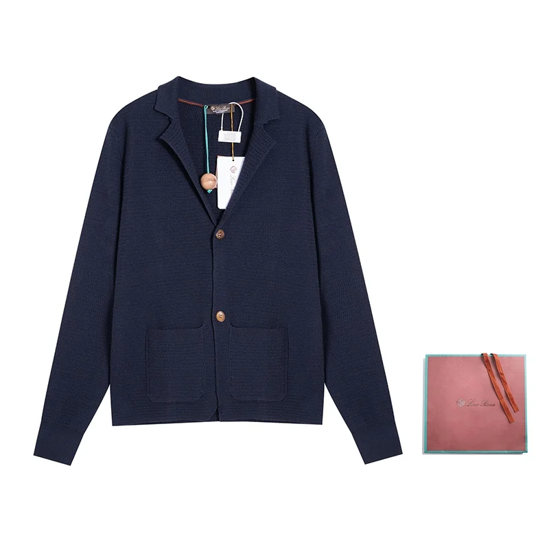 Italy Loro * Piana Noyouya LP Old Money Sle Autumn Men's Classic Lapel Angora Cardigan Outerwear