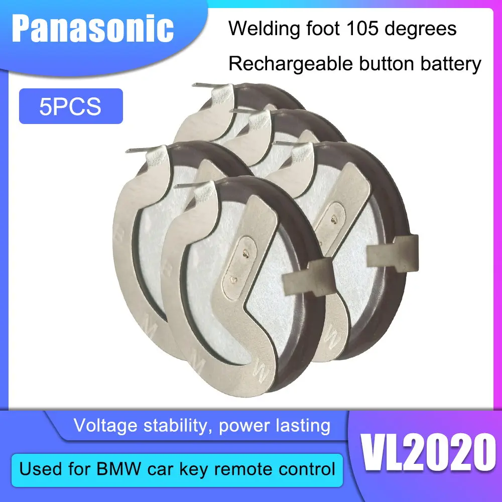 

5PCS ML2020 VL2020 Lithium Battery For Panasonic BMW E46 E60 E90 Accu FOB F1 Fobs Key 105 Degree Li-ion Button Cell