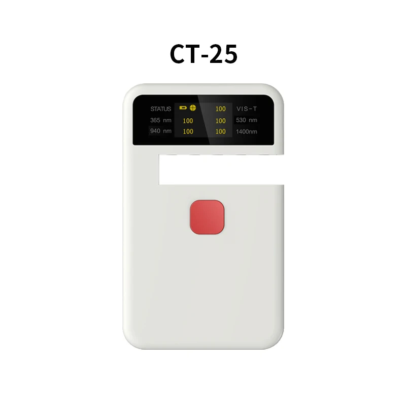 

Portable Transmittance Tester CT-25,UV,VL,IR Transmission Meter,365nm/530nm/1400nm,For Solar Film,Optical Glasses,Car Window