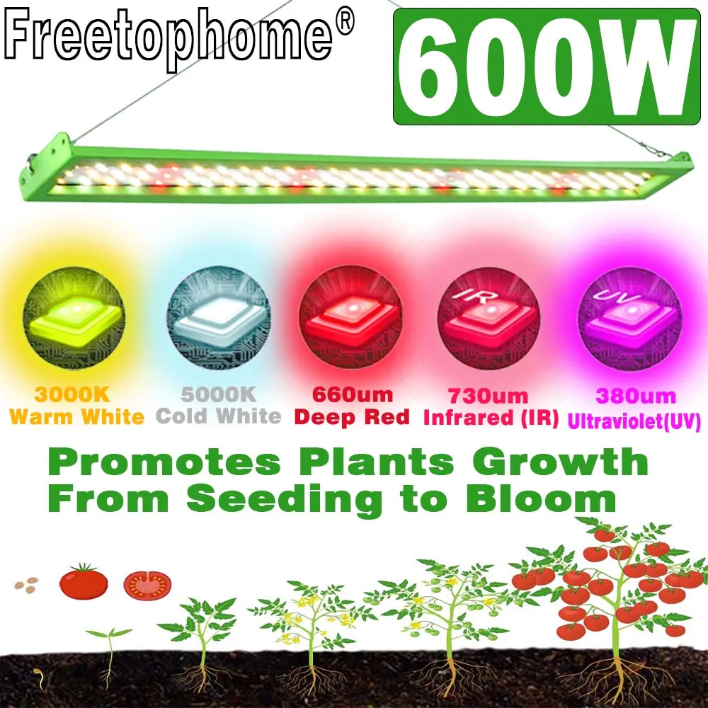 Grow Light Full Spectrum with Samsung Diode Bar High PPFD LED Phyto Growth Lamp for Indoor Greenhouse Plant Seed Vegetable Bloom