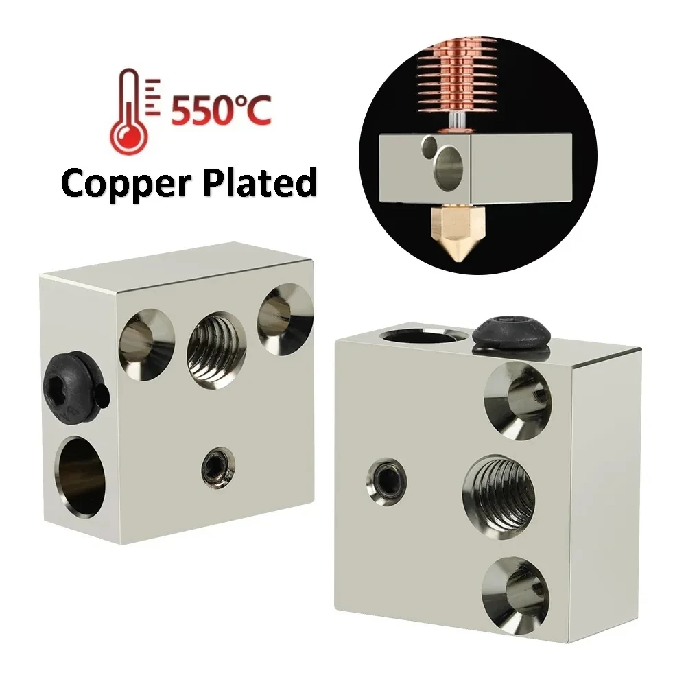 

3D Printer CR8 CR10 Plated Copper Heated Block For Micro Swiss MK7 MK8 NK9 Hotend Creality Ender3 Block J-head Extruder