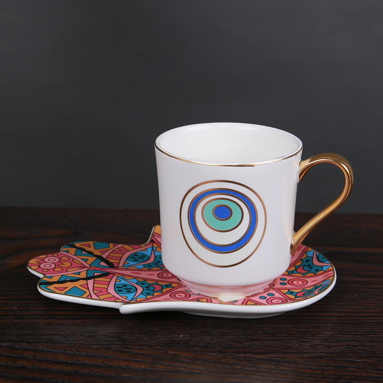 Чай Кофе Cups-6.8oz костяной фарфор Красивая чайная чашка с подходящими