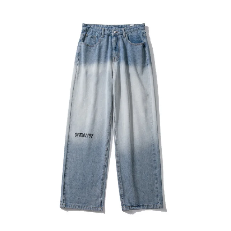 DEEPTOWN Y2K Black Jeans Men Blue Straight Denim Pants Loose Streetwear Hip Hop Casual Trousers Male Japanese Harajuku Spring