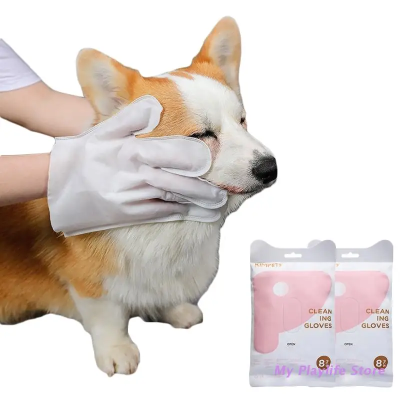 

16pcs Pet No Rinse Cleaning Glove for cats and Dogs Bathing Grooming Easy to Use Just Lather-Wipe Dry Ideal Pets Wipes