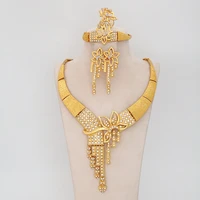 indian wedding fashion gold sun flower zircon jewelry pearl diamond set ladies pendant african bead necklace earring bracelet