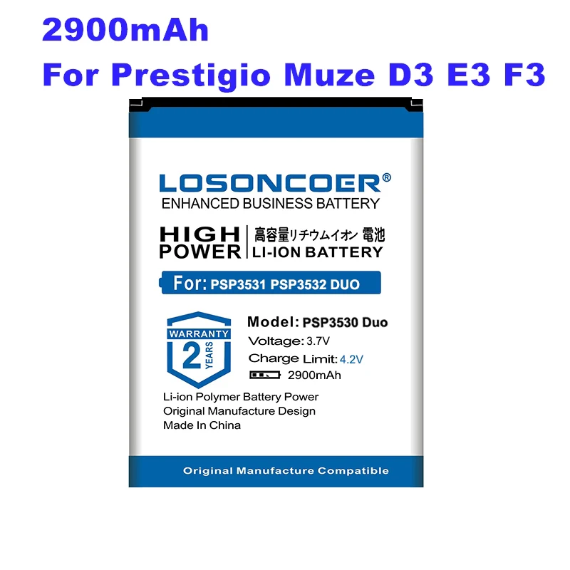 Аккумулятор LOSONCOER PSP3530 2900 мАч для Prestigio Muze D3 E3 F3 PSP 3530 DUO PSP3530DUO PSP3531 PSP3532 DUO Muze A7 PSP7530 DUO