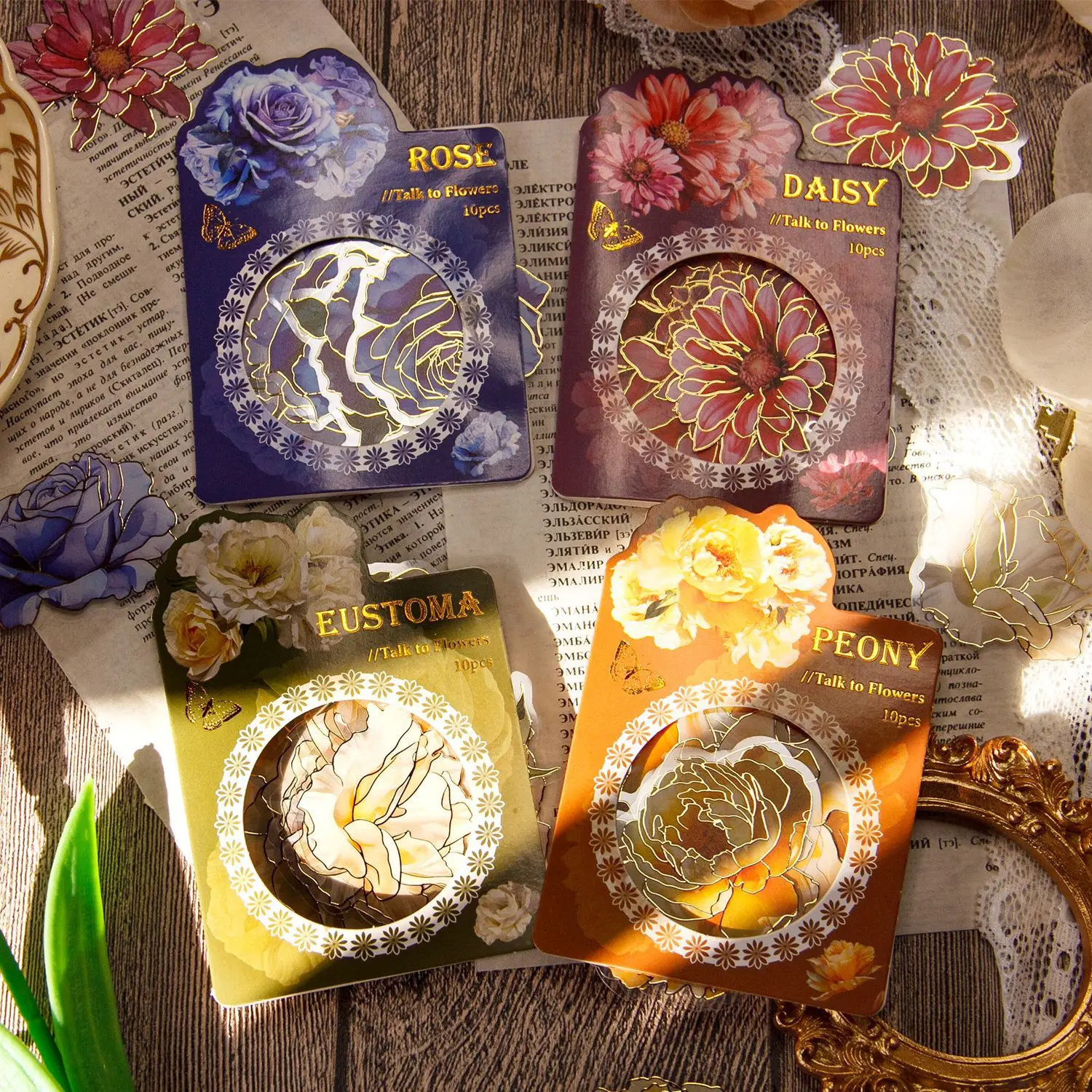 

Card Lover 10 Pcs [Talk To Flowers Series] Aesthetics Journal Stickers Waterproof Paper Sticker Paper Material Scrapbook Kit