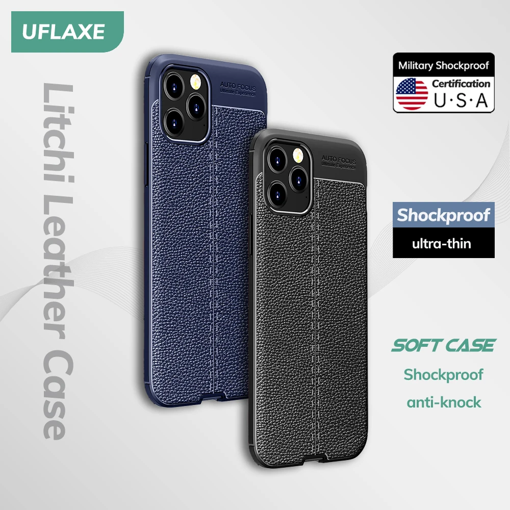 UFLAXE Original Shockproof Case for Apple iPhone 12 Pro Max iPhone 12 Mini Soft Silicone Back Cover TPU Leather Casing