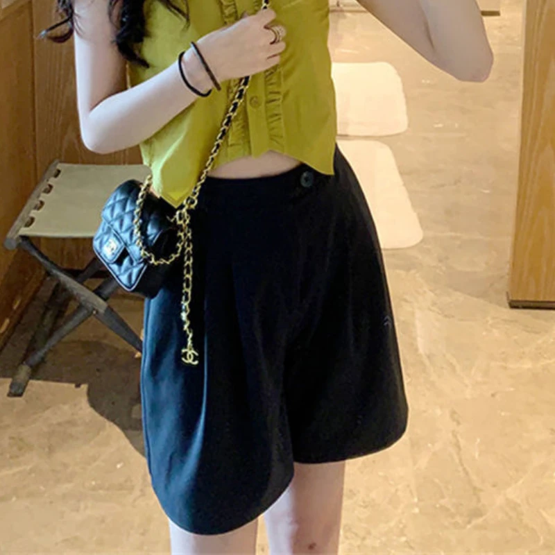 Summer Fashion High Waist All-match Short Trousers for Women BF Style Loose Straight Shorts Womens Oversize Basic Streetwear New