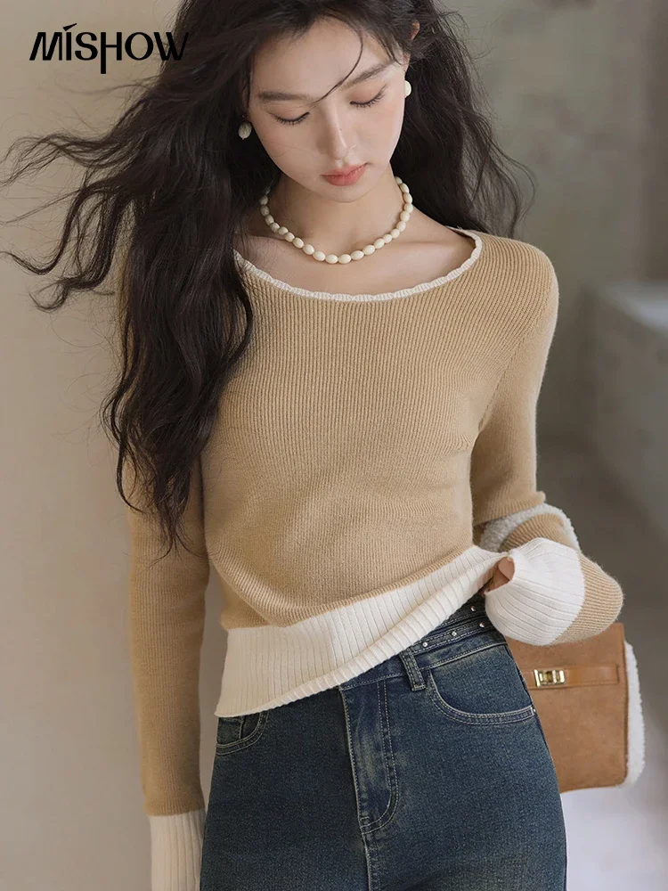 MISHOW минималистичный теплый свитер для женщин 2024 осень-зима простые базовые