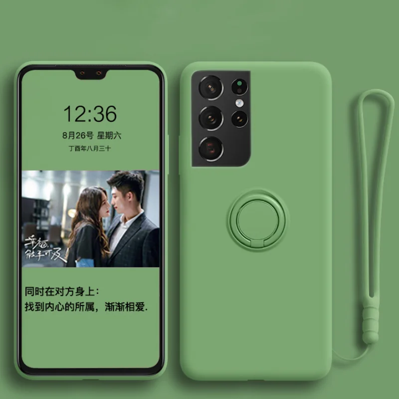 

Liquid Silicone Case For Samsung Galaxy A52 A72 A32 A51 A71 S21 S20 FE S10 Plus Note 20 Ultra 10 Pro A50 A70 Soft Lanyard Cover