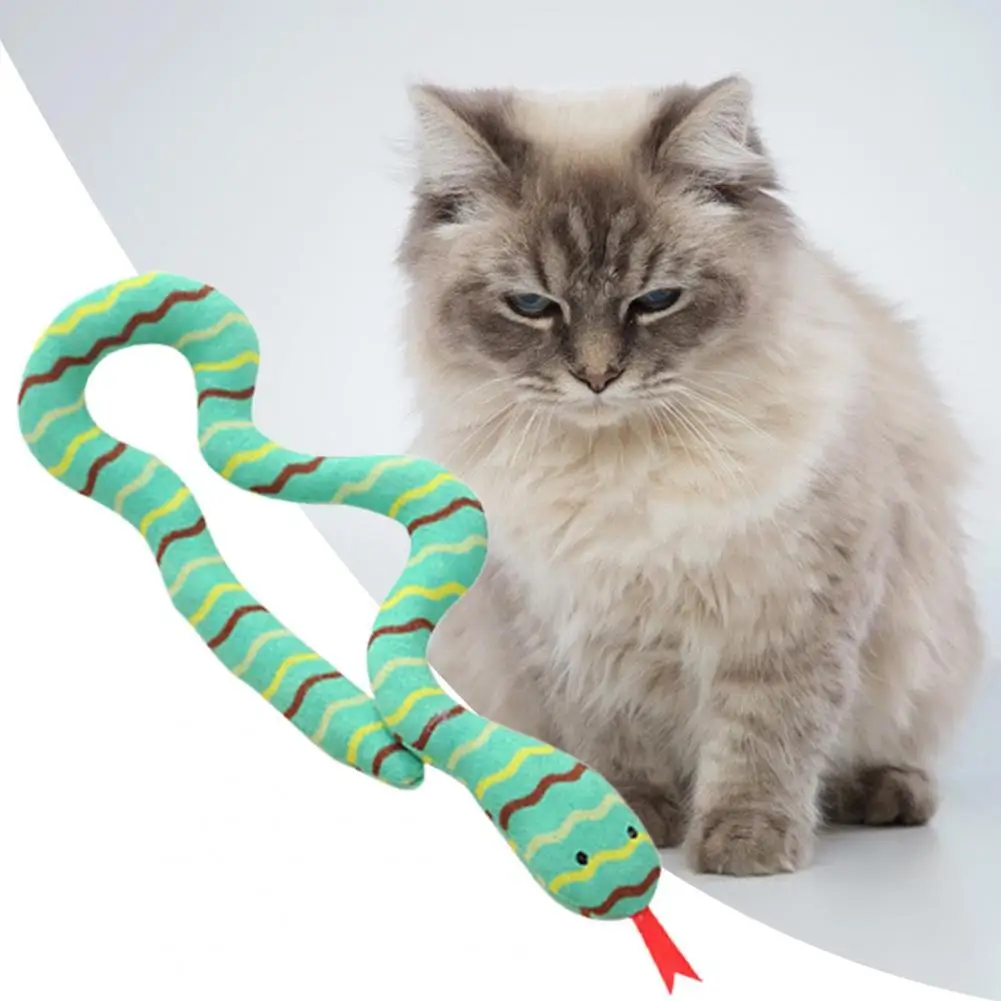 

40%HOT Cat Toy Excellent Ductility Snake Shape Relieve Boredom Built-in Catnip Animal Plush Sniff Toy for Home