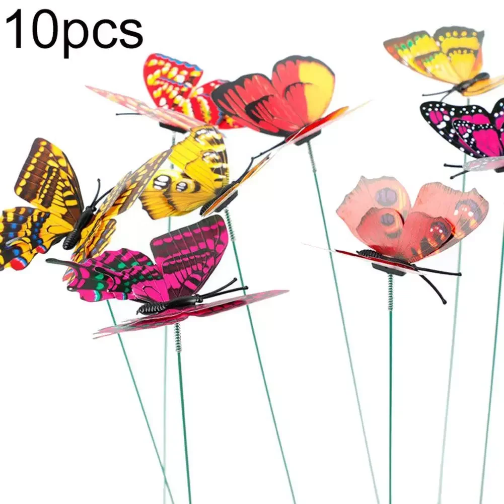 

10Pcs Simulation On-Sticks Butterfly Ornament Outdoor Home Garden Patio Decor