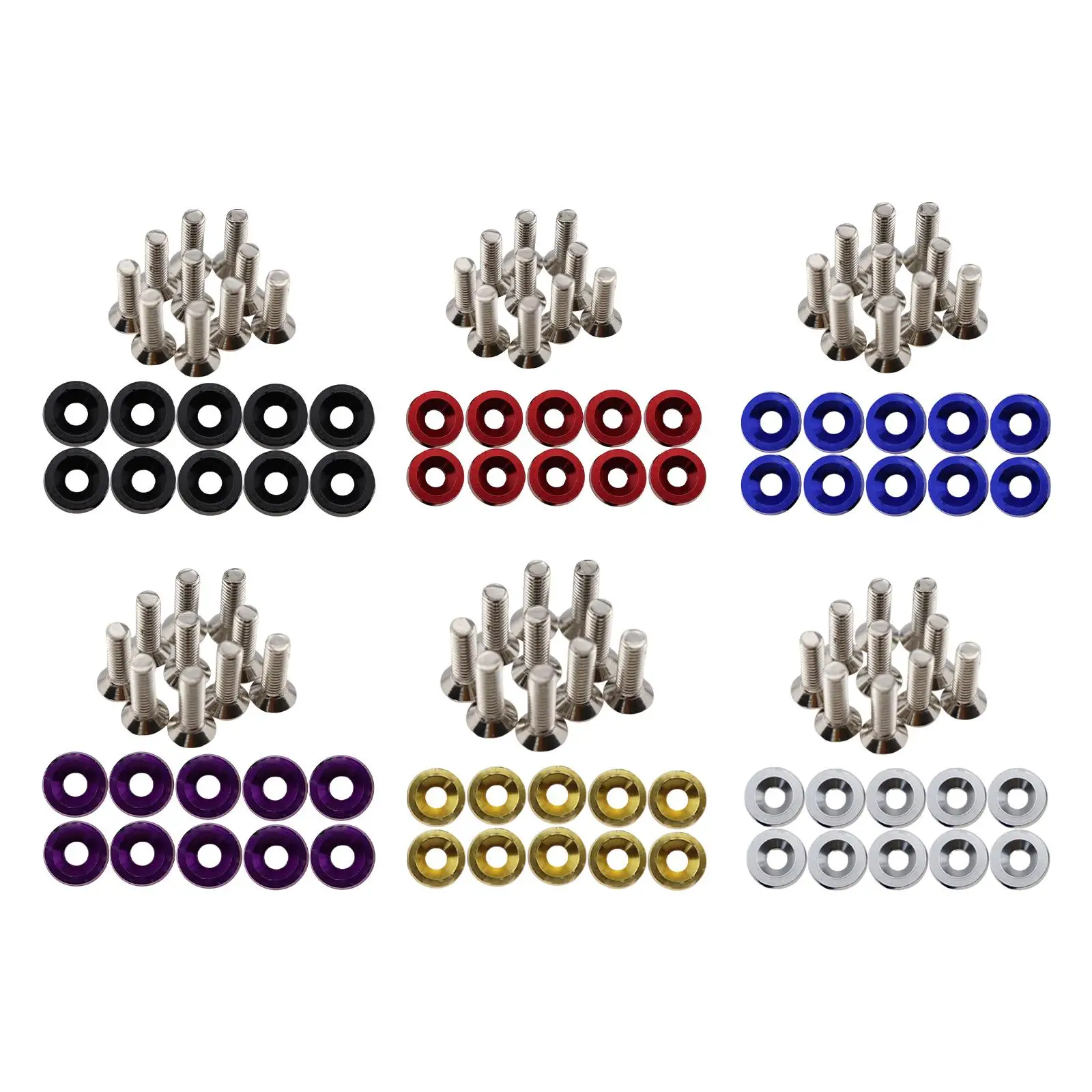 

20x Car Modified Screws Gasket Decoration Screw License Plate Holder Bumper Rivet Nut Bumper Engine Concave Screws Fender Washer