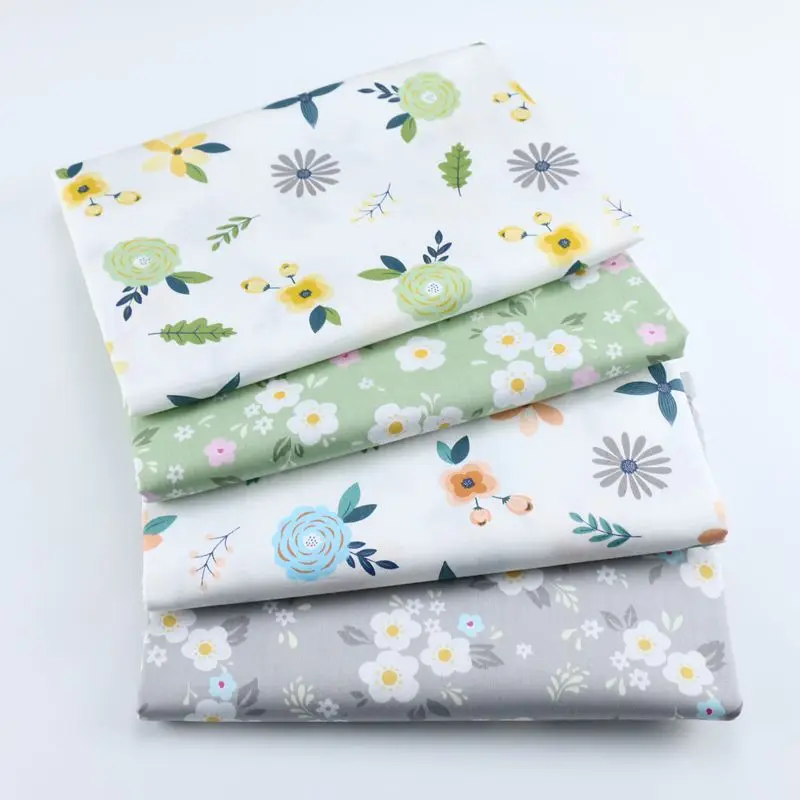 Хлопчатобумажная Лоскутная Ткань с цветочным принтом 100% хлопчатобумажная