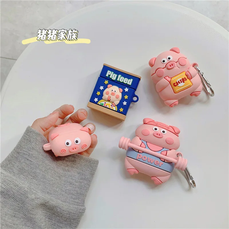 

Беспроводные наушники Pig Family для AirPods Pro, Apple 2/3 поколение, Bluetooth, милые Креативные Мягкие силиконовые искусственные наушники