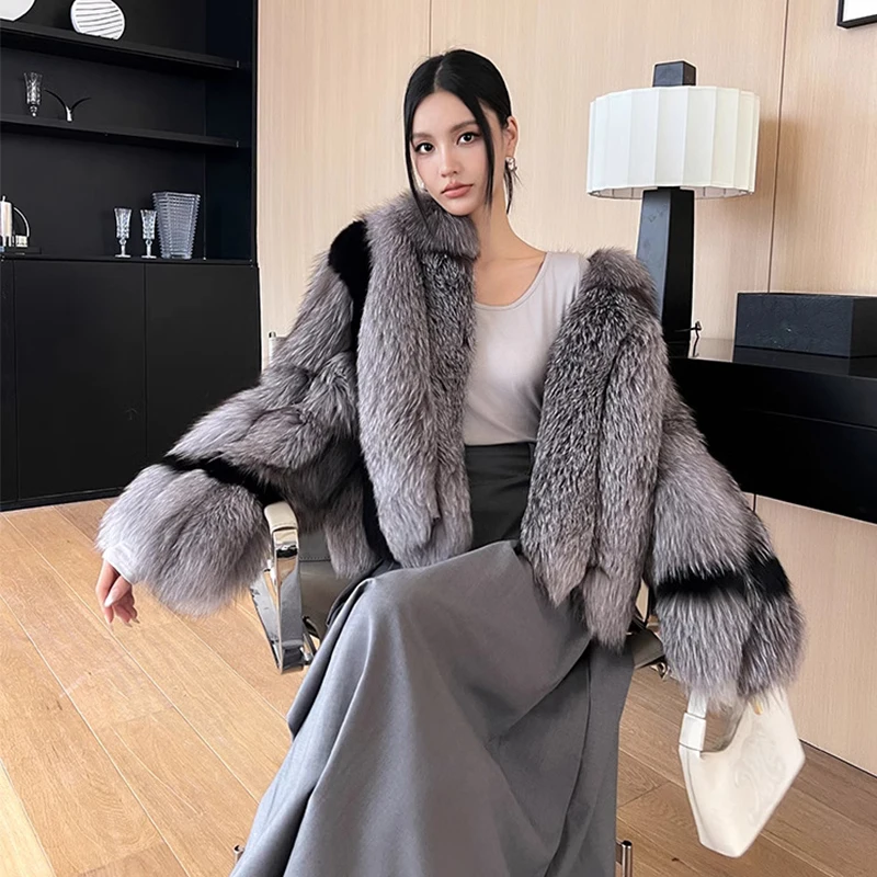Зимнее финское импортное пальто Ftangaiur из лисьего меха с воротником-стойкой и