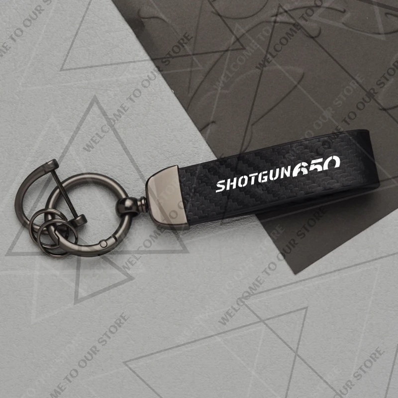 

New Classic For Royal Enfield Bear 650 Shotgun 650 Guerrilla 450 Himalayan Logo Carbon Fiber Motorcycle Keychain Holder Keyring