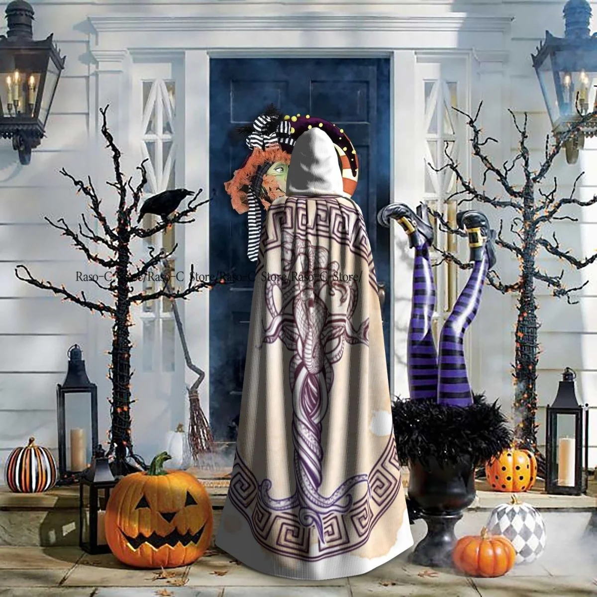 Длинная накидка плащ спутанные змеи Дьявол с капюшоном Пальто осенние толстовки