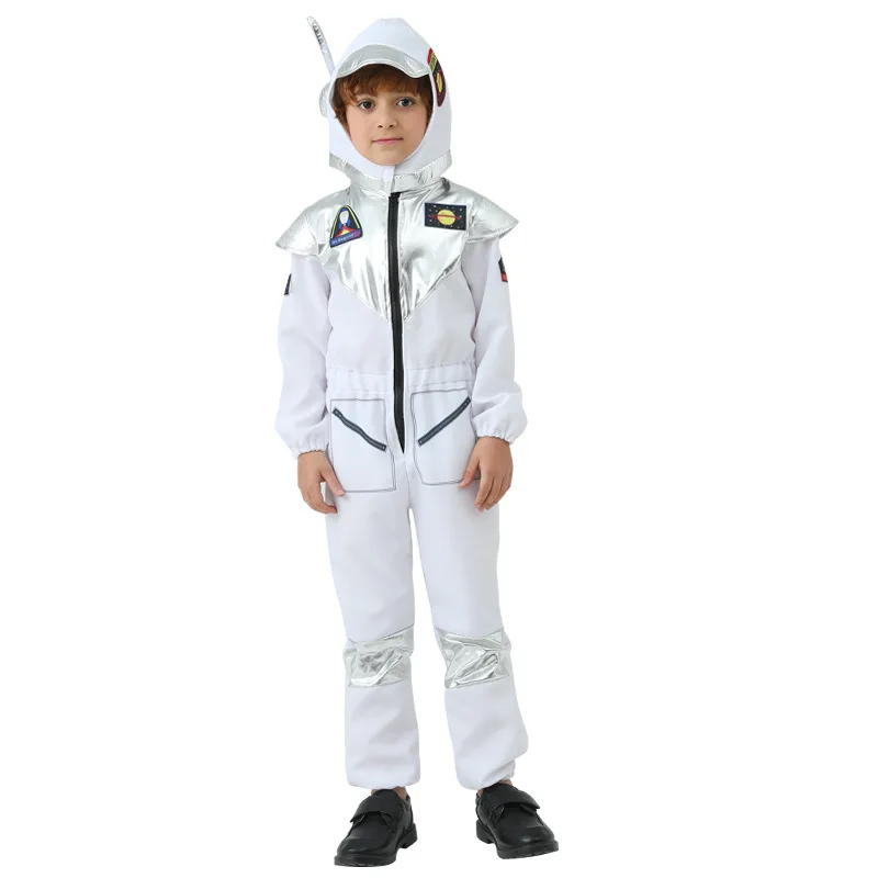 

White Astronaut Costume for Kids Jumpsuit Fancy Dress Boys Girls Teens Toddlers Children's Astronaut Space Suit for Halloween